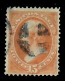 Cat. No. 141, Issue 1870, Denom 15¢, Color:  Orange, With Certificate