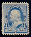 Cat. No. 219, Issue 1890, Denom 1¢, Color:  Dull blue, Extremely Fine, With Certificate