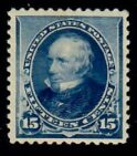 Cat. No. 227, Issue 1890, Denom 15¢, Color:  Indigo, With Certificate