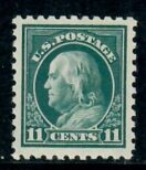 Cat. No. 434, Issue 1915, Denom 11¢, Color:  Dark Green, With Certificate