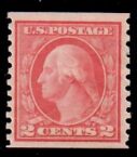 Cat. No. 453, Issue 1914, Denom 2¢, Color:  Carmine Rose, With Certificate