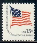 Cat. No. 1597d, Issue 1978, Denom 15¢, Color:  Gray, dark blue, and red, with the tagging omitted error