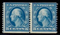 Cat. No. 355, Issue 1909, Denom 5¢, Color: Blue, With Certificate