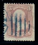 Cat. No. 64, Issue 1861, Denom 3¢, Color:  Pink, With Certificate