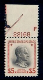 Cat. No. 834a, Issue 1938, Denom $5, With Certificate