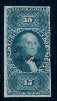 Cat. No. R97a, Issue 1862, Denom $15, Color:  Blue, With Certificate