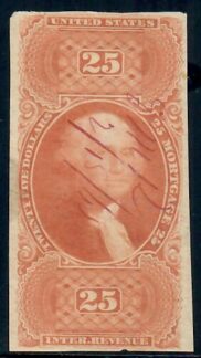 Cat. No. R100ac, Issue 1863, Denom $25, Color:  Red, With Certificate