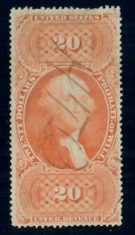 Cat. No. R99c, Issue 1862, Denom $20, Color:  Orange, With Certificate