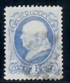 Cat. No. 134, Issue 1870, Denom 1¢, Color: Ultramarine, With Certificate