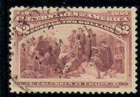Cat. No. 242, Issue 1893, Denom $2, Color: Brown Red, With Certificate