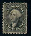 Cat. No. 36, Issue 1857, Denom 12¢, Color: Black, With Certificate