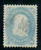 Cat. No. 86, Issue 1868, Denom 1¢, Color:  Blue, With Certificate