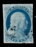 Cat. No. 8A, Issue 1851, Denom 1¢, Color:  Pale Blue