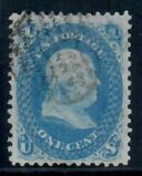 Cat. No. 92, Issue 1868, Denom 1¢, Color:  Blue