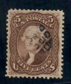 Cat. No. 95, Issue 1867, Denom 5¢, Color: Brown, With Certificate