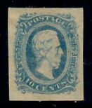 Cat. No. 11, Issue 1864, Denom 10¢, Color:  Blue, With Certificate