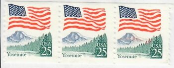 Cat. No. 2280, Issue 1988, Denom 25¢, Color: Multi-color with Red Trees & Red Mountain on far right stamp