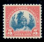 Cat. No. 573, Issue 1923, Denom $5, Color:  Carmine and Blue, Mint Never Hinged, XF