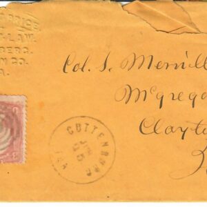 Cat. No. 65, Issue 1867, Denom 3¢, Color:  Rose, Iowa Govenor, Union Army