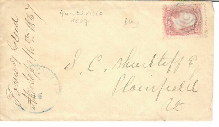 Cat. No. 65, Issue 1867, Denom 3¢, Color:  Rose, With Certificate