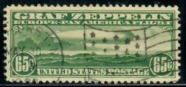 Cat. No. C13, Issue 1930, Denom 65¢, Color: Green, With Certificate
