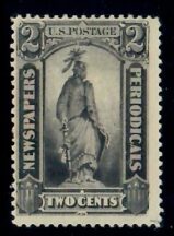 Cat. No. PR57, Issue 1879, Denom 2¢, Color: Black, With Certificate