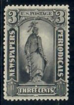 Cat. No. PR58, Issue 1879, Denom 3¢, Color:  Black, With Certificate
