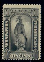 Cat. No. PR62, Issue 1879, Denom 10¢, Color:  Black, With Certificate