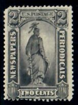 Cat. No. PR91, Issue 1874, Denom 2¢, Color:  Intense Black, With Certificate