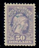Cat. No. R223, Issue 1914, Denom $50, Color:  Violet, With Certificate