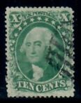 Cat. No. 32, Issue 1857, Denom 10¢, Color: Green, With Certificate