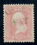 Cat. No. 64b, Issue 1861, Denom 3¢, Color:  Rose Pink, With Certificate