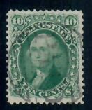 Cat. No. 68, Issue 1861, Denom 10¢, Color:  Green