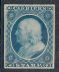 Cat. No. L01 P4, Issue 1851, Denom 1¢, Color: Dull Blue, With Certificate