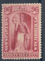 Cat. No. PR89, Issue 1885, Denom 96¢, Color:  Carmine, With Certificate